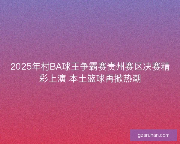 2025年村BA球王争霸赛贵州赛区决赛精彩上演 本土篮球再掀热潮